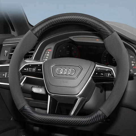 Carbon Fiber Suede Wheel Cover for Audi A4 B8 A5 S5 Car Interior Accessory Hocasen