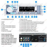 1 DIN Marine Stereo Bluetooth USB for Boat UTV RV