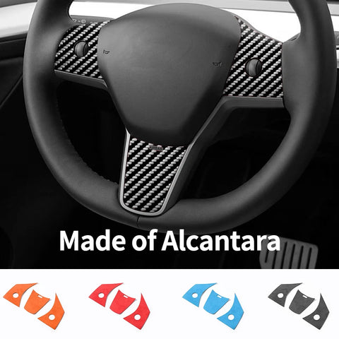 For Tesla Model 3 (2019-) / Model Y Car Steering Wheel Trim Sticker Anti Scratch Carbon Fiber Car Interior Accessory OEM