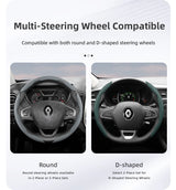 Renault Non-Slip D-Shaped Leather Steering Cover