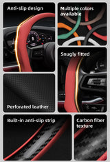 Mercedes Perforated Leather Steering Wheel Cover Car Interior Accessory Hocasen