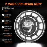 Emark 7 Inch Round LED Headlights for Harley Softail Slim Fat Boy LED Headlights Angelite