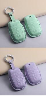 Leather Car Remote Key Case Cover Shell for KIA Models