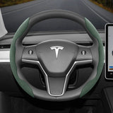 Anti-Slip Suede Steering Wheel Cover for Tesla 2024