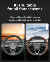 Anti-Slip Suede Steering Wheel Cover for Tesla 2024