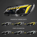 LED Projector Headlights w/Animation for VW Passat 2011-2015 LED Ambient Light VLAND