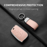 Metal and Leather Car Key Case Cover for VW Volkswagen Passat B8 CC Arteon Magotan GTE Skoda Fabia Superb A7 Kodiaq Car Inter