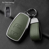 Aluminum Alloy Goatskin Car Key Case Cover for Subaru BRZ XV SV Forester Legacy Outback Crosstrek Impreza WRX Ascent keychain