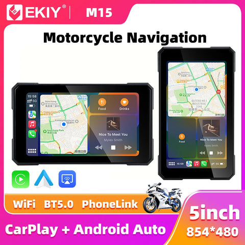 5.0" Removable CarPlay GPS Display Universal Motorcycle Android Head Unit EKIY