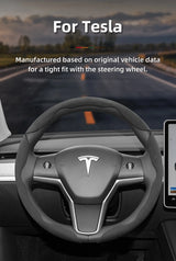 Anti-Slip Suede Steering Wheel Cover for Tesla 2024 Car Interior Accessory Hocasen