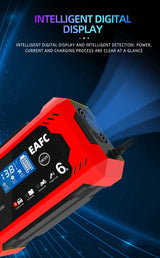 Battery Repair LCD Display 6A 12V Intelligent Car Battery Charger Car and Motorcycle Battery Charging Unit Lead-Acid