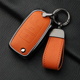 Metal and Leather 3 Button Car Key Case Cove For VW Volkswagen Beetle Caddy Eos Golf Jetta Polo Scirocco Tiguan Touran UP