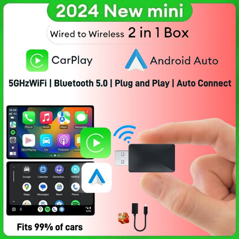2-in-1 Wireless CarPlay and Android Auto AI Adapter CarPlay Adapter OEM