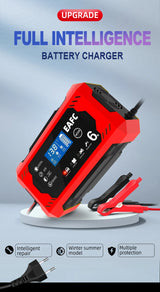 Car Battery Charger 12V 6A Intelligent Fast Charging Pulse Repair Type Full Auto-Stop Dual-Mode Lead Acid for Motorcycle Truc