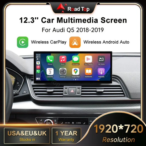Wireless CarPlay 12.3 Inch Display for Audi Q5 MIB2 2018-2019 Android Head Unit wincago