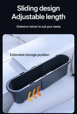 Adjustable Sliding Car Seat Gap Organizer, Flush-Mount Storage Box for Driver & Passenger, 2X Expandable Capacity