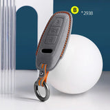 For Audi A6 A7 A8 E-tron Q5 Q8 C8 D5 Gold Edge Design Suede Car Key Case Shell Keychain