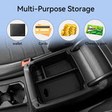 Volkswagen Taos 2022-2026 Central Armrest Storage Box ABS Stowing Tidying Car Tray Organizer Accessories Black Car Interior A