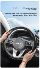 Kia Carbon Fiber Snap-On Steering Wheel Cover Car Interior Accessory Hocasen