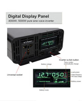Pure Sine Wave Inverter 4000W 5000W 7000W Power DC 12V To AC 110V 220V Voltage 50HZ Converter Solar Car Inverters