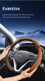 Split Snap-On Suede Steering Wheel Cover for Hyundai