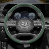 Hyundai Anti-Slip Buckle Suede Steering Wheel Cover Car Interior Accessory Hocasen Green Round 3PC