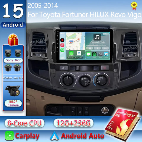 2K QLED Android Head Unit for Toyota Fortuner 2005–2014 Android Head Unit RSNAVI