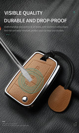 Aluminum Alloy Goatskin Car Key Case Cover For VW Golf 7 mk7 Skoda Octavia A7 Tiguan MK2 SEAT Ateca Leon FR 2 Ibiza