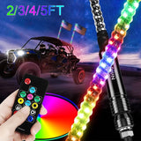 2ft 1/2 PCS RGB Spiral LED Whip Light for UTV ATV for Polaris RZR 800 900 1000 XP For Can-Am Maverick X3 APP Remote Control L