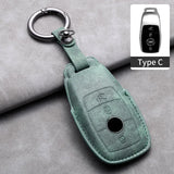 Car Key Cover For Mercedes Benz A C E S G Class GLC CLE CLA W177 W205 W213 W222 X167 AMG Leather Car Key Protective Cover
