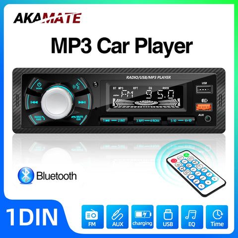 1 Din Car Radio Bluetooth MP3 for Universal Stereo Car Interior Accessory AKAMATE