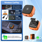 Orange CarPlay Dongle Wireless Adapter for Universal OEM Radios