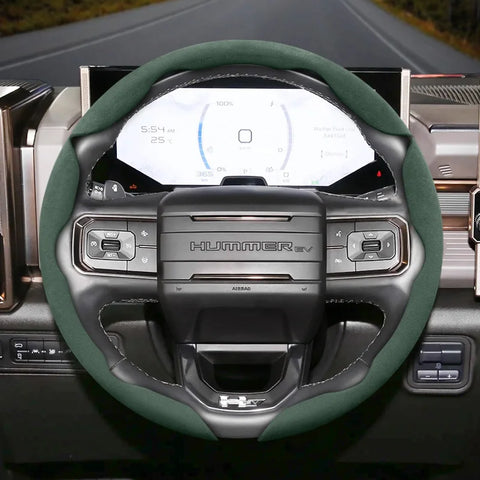 GMC Anti-Slip Suede Faux Leather Wheel Cover Car Interior Accessory Hocasen Green 3-Piece Set