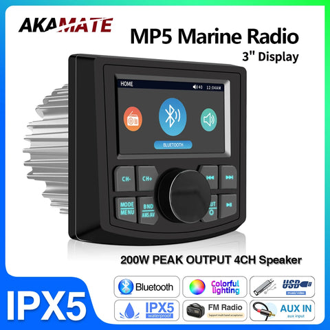 3inch Waterproof MP5 Marine Radio Screen for ATV UTV Boat Car Interior Accessory AKAMATE Default Title