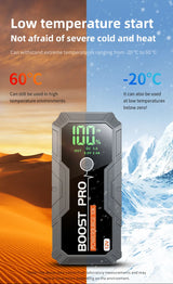 12V Portable Car Jump Starter, 8.0L Gas/7.0L Diesel, QC3.0 Power Bank, 4-Mode LED Light, Explosion-Proof Battery Jump Starter