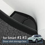 Smart #1 #3 Door Side Storage Box Front Rear Door Handle Tray Organizer Tidying TPE Car Accessories Black Car Interior Access