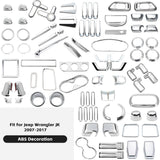 Chrome Interior Trim Kit for Jeep Wrangler JK 12-17 Car Interior Accessory HEBE