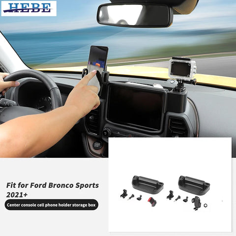 Center Console Phone Stand Storage for Ford Bronco Sport Car Interior Accessory HEBE