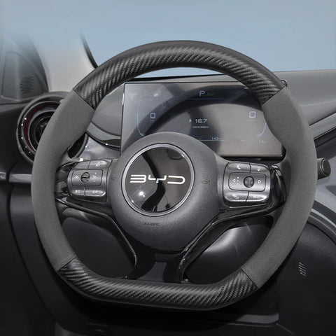 BYD Suede Matte Carbon Fiber Steering Wheel Cover Car Interior Accessory Hocasen