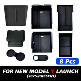 For Tesla New Model Y 2025 Launch Juniper ABS with Silicone Non-slip Mat Console & Armrest Storage Box Upper and Lower Watercup