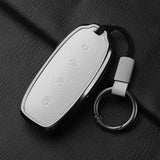 Metal and Leather Car Key Case Cover For BYD Denza D9 DM-i 2022 2023 N7 N8 Auto Keychain Protect Set