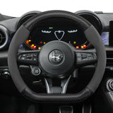 Mocha Suede Carbon Fiber Steering Cover for Alfa Romeo