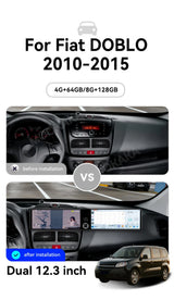 24.6-inch Dual Screen Android 14 Head Unit for Fiat Doblo 2010–2015 Android Head Unit Aotsr