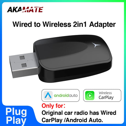 Wireless CarPlay Android Auto Adapter USB Plug Play CarPlay Adapter AKAMATE