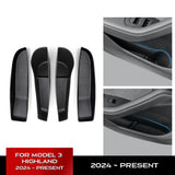 For Tesla Model 3 Highland 2024 Car Door Side Storage Box Front Rear Side TPE Door Storage Organizer Tray Interior Accessorie