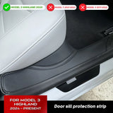For Tesla New Model 3 Highland 2024 Front Rear Door Sill Pad Door Welcome Pedal Threshold Strip Leather Accessories Door Sill