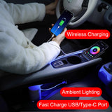 For Leapmotor T03 20-25 Central Console Armrest Box Leather Storage Box Wireless Charging Handrest Organizer with Cup holder