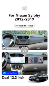 24.6" Dual Screen Android 13 Head Unit for Nissan Sylphy Android Head Unit Aotsr