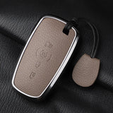 Metal and Leather Car Key Case Cover For Ford