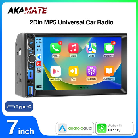 7 Inch Touch Screen Car Radio with Wired CarPlay Android Head Unit AKAMATE